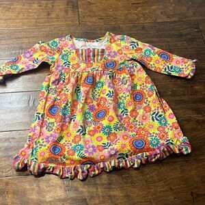 Hanna Andersson Rainbow Floral Long Sleeve Cotton Dress, size 18-24 months